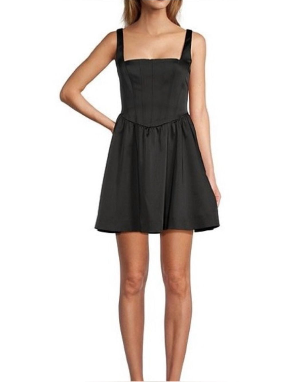 NWOT  Antonio Melani  Jules Sateen Square Neck Sleeveless Dress in Black Size 4